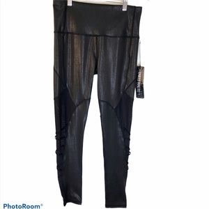 Kyodan High Waist Shiny Mesh Insert Leggings Sz S